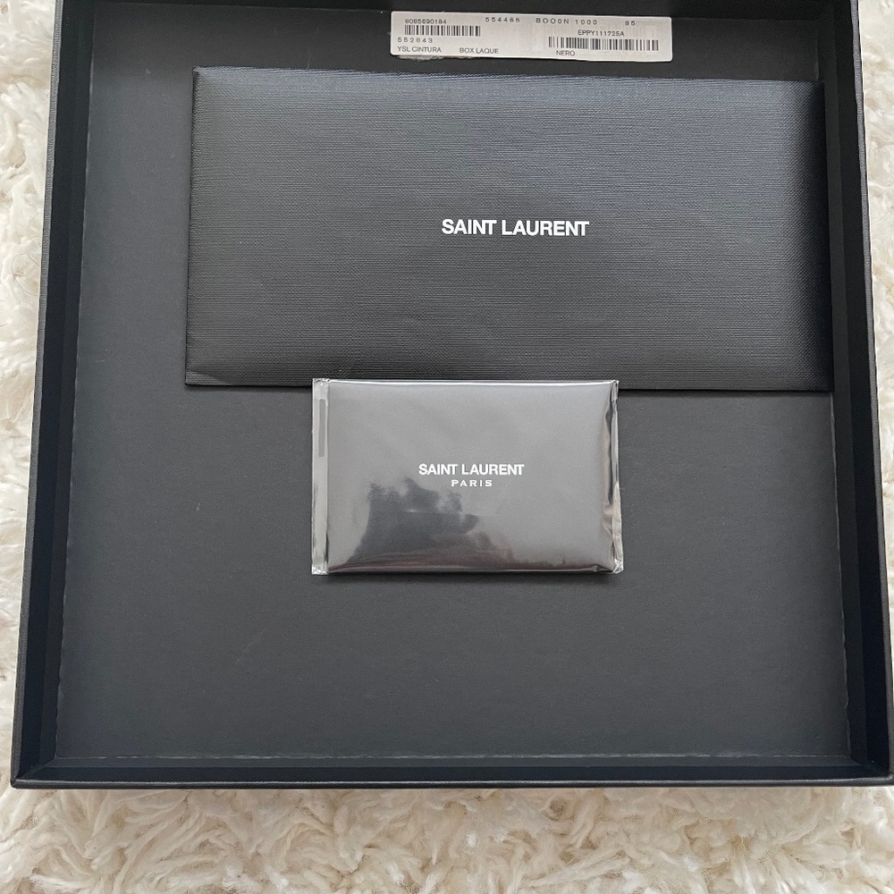 YSL Black Cintura Box Leather Belt